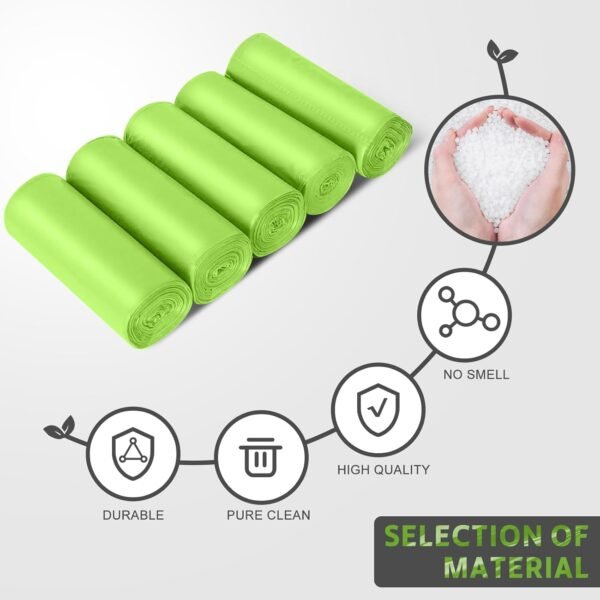 4-6 Gallon Small Trash Bags Strong Garbage Bags, Strong Material Disposable, Durable Plastic Trash Bags for Office Home Kitchen Waste Basket Liner, 5 rolls 100 count(Green) - Image 4