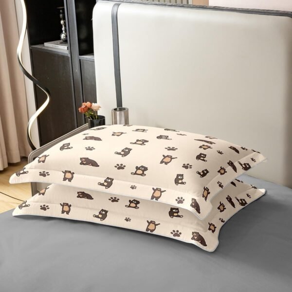 Cute Bear 100% Organic Cotton Bedding Set Twin Size Cartoon Animal Bear Duvet Cover Dog Animal Paw Print Comforter Cover Lovely Wildife Bedspread Cover with 1 Pillowcase(No Comforter) - Image 4