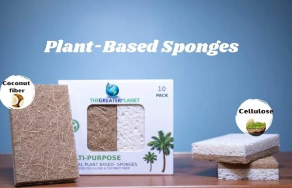THE GREATER PLANET- Natural Kitchen Sponges, Eco Friendly Cleaning sponges-Multipurpose Wood Cellulose Scrub sponges-10 Pack Biodegradable Organic Kitchen Dish Sponge Cleaning Earth Friendly Sponge. - Image 3
