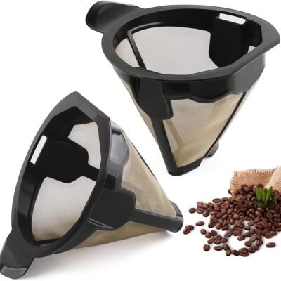 Replacement Parts 2pcs Cone Reusable Coffee Permanent Filters, Compatible with Ninja Coffee Maker CM305, CP301, CP307C,CM401