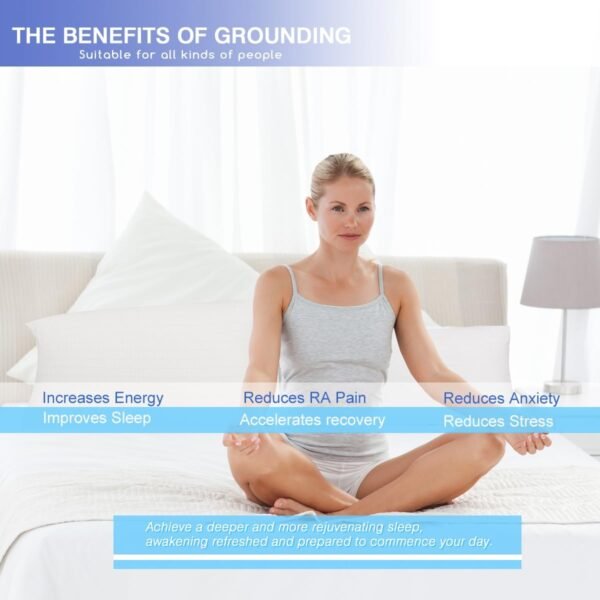 Grounding Pillowcase Queen Conductive Grounding Pillow Cases Organic Cotton Grounding Sheets with 15ft Grounding Cord for Better Sleep Pain Relief Improve Energy (20X30in) 1PC - Image 3