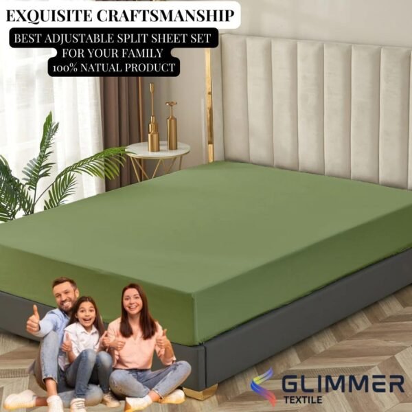 1PC Fitted Sheet| Organic Cotton| 1000 TC| | Twin XL Size (39"X80") with 20" INCH DEEP Pocket| Skin Friendly|Comfy & Very Soft| Wrinkle Free| Moss - Image 5