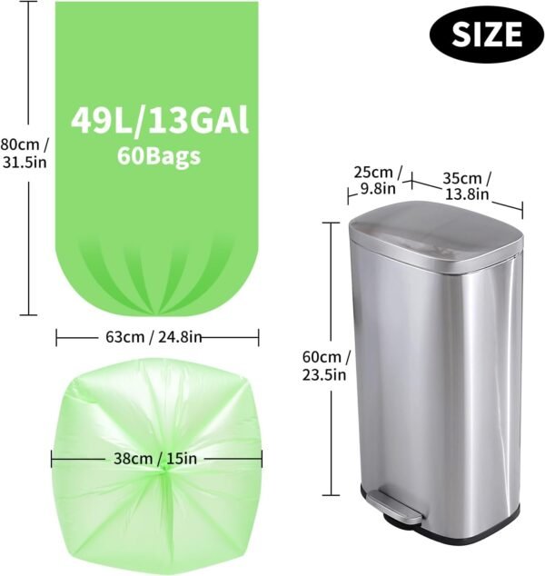 Biodegradable Trash bags - Tall 13Gallon, 60 Counts, Thickened 1.4 Mil - Eco Friendly, Unscented, Strong Garbage Bags/Bin Liner for Household/Garden/Office | Compostable Garbage Bag by EnvoWise - Image 5
