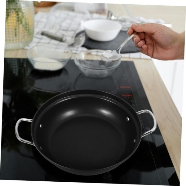 Large Capacity Shallow Soup Hot Pot Burner Frying Pans Frypan Casserole Cooking Pans Wok Pan Nonstick Stove Top Griddle Deep Fryer Thermometer Shallow Cookware Griddle Pans Iron - Image 9