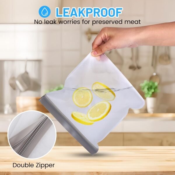 9 Pack Reusable Gallon Freezer Bags, Sandwich, Dishwasher Safe Reusable Ziploc Bags, BPA Free Freezer Storage Containers, Leakproof Silicone Bags for food Storage, Snack, Lunch Marinate Food - Image 4