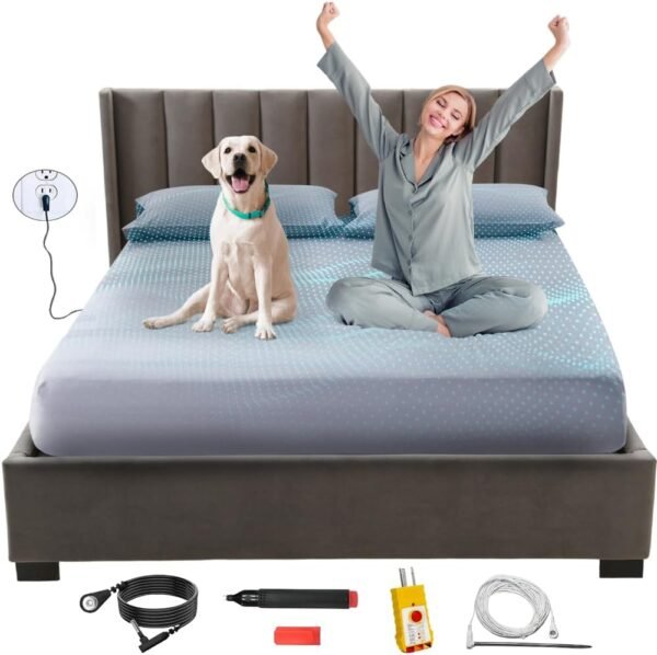 Grounding Sheets Queen Size - Organic Cotton & Silver Fibre Earthing Sheets for Bed - Grounding Rod & Cord Included for Indoor or Outdoor Grounding
