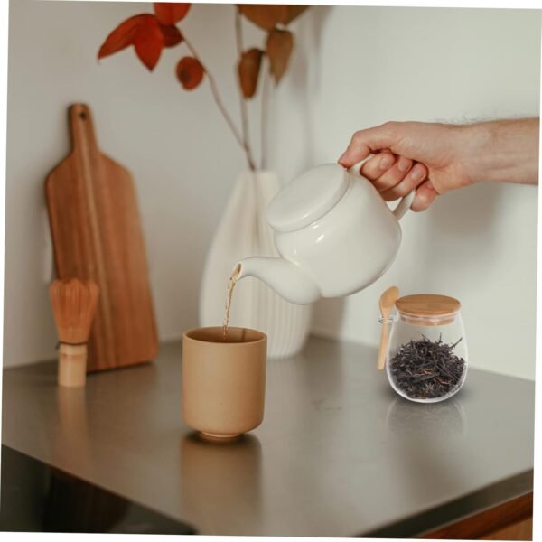 MAGICLULU Glass Jar Creamer Multi-function Canister Container Hourglass Pickle Jar Tray Kitchen Storage Jars Household Storage Canister Bell Mason Jars for Canning Household Canister Wood - Image 3