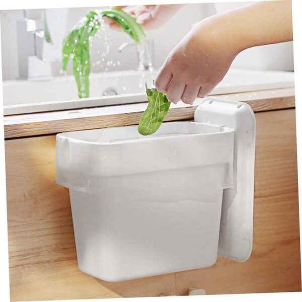 TIDTALEO Kitchen Trash Can Storage Hanging Basket Airtight Countertop Compost Bin Kitchen Simple Kitchen Garbage Bin Kitchen Compost Bin Trash Can for Bathroom Rv Trash Can Pp White - Image 2
