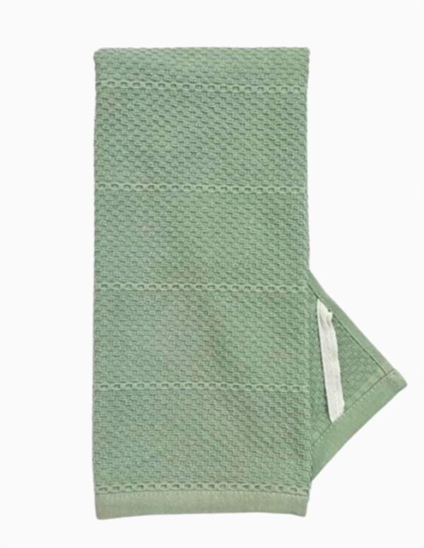 Sage Green Kitchen Dish Towels: 100% Cotton Cloth Soft Cleaning Drying Absorbent Textured Terry Loop, Set of 3 Multipurpose for Everyday Use - Image 6