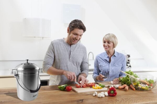 Abakoo Compost Bin 304 Stainless Steel Kitchen Composter Waste Pail Indoor Countertop Kitchen Bin Pail - includes 4 Filters (1.3 Gallon) - Image 6