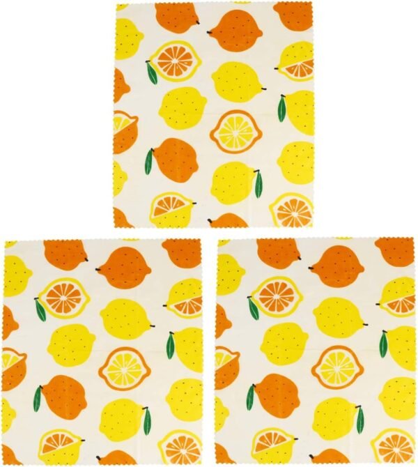 Sandwich Wrap Paper 3Pcs Beeswax Food Wrap Lemon Pattern -Friendly Reusable Food Wrappers Food Preservation Cloths Wrap Alternative for Food Storage Triturador De - Image 5