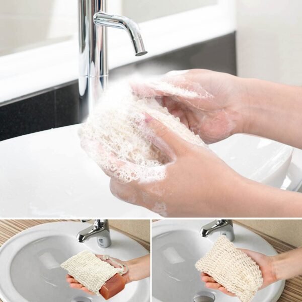 Soap Bag, 5 Pack Natural Sisal Soap Saver, Zero Waste Plastic-Free Soap Net, Foaming and Drying The Soap, Massage, Peeling - Image 5