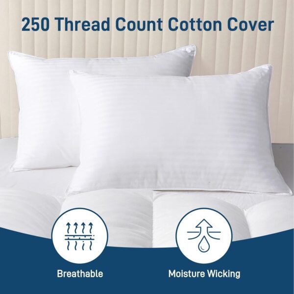 Hypoallergenic Side Sleeper Queen/Standard Pillow- Soft and Cooling - Hotel Quality Pillows with 100% Cotton Cover Down Alternative Filling, Oeko-TEX Certified - Image 2