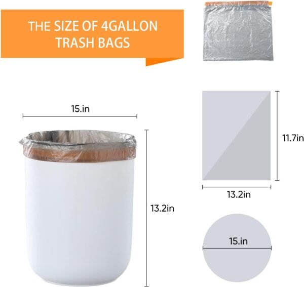 JOYBOS Drawstring Small Trash Bags 4 Gallon Garbage Bags Wastebasket Bin Liners - kitchen Compostable Bags 75 Count Plastic Trash Bags Unscented Small Bag for Bathroom, Living, Bedroom - Image 6