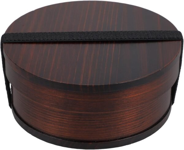 VOSAREA Japanese Bento Lunch Box Wooden Lunch Boxes Japanese Traditional Natural Round Wooden Lunch Containers Jubako Osechi Decorative Lunch Containers Picnic Sushi Bento Holder Case - Image 2