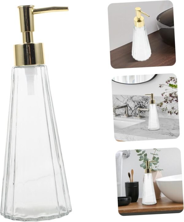 Cabilock Glass Lotion Bottle Hand Dispenser Soap Container Lotion Dispenser Hand Soap Dispenser Bathroom Accessories Glass Soap Dispenser Soap Dispenser Bottle Home Soap Bottle Pp - Image 4