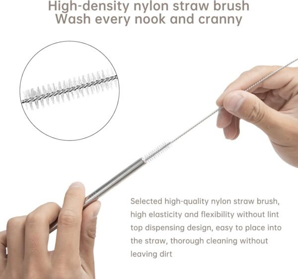 Metal Straw for Stanley Cup 20 OZ 14 OZ, Stainless Steel Straw Compatible With 20oz 14oz Stanley Cup Accessories, 6 Reusable Drinking Straws, With 1 Straw Cleaner(5pcs) - Image 7