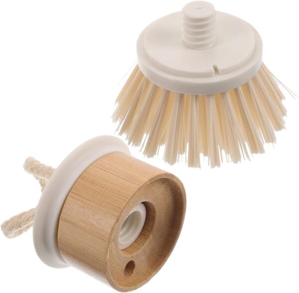 CRAFTHROU Dish Scrubber Cleaning Pan And Vegetable Natural Palm Pot Brush Round Dish Brush Washing Scrubber For Kitchen Sink Cleaning White