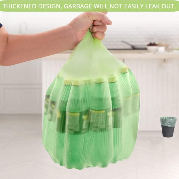 2 Gallon Compostable Trash Bags Small Biodegradable Garbage Bags 7.5 Liters Wastebasket Trash Liners for Bathroom Office Bedroom, Green 100 Counts - Image 4