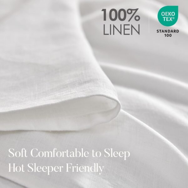 DAPU 100% Linen Pillowcases 20x40 Inches Pillow Cases (Pack of 2) with Envelope Closure, Stone Washed Breathable and Cooling (White, King) - Image 2