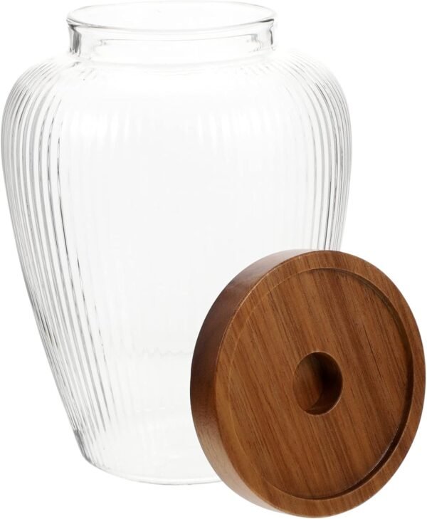Luxshiny Glass Jar Airtight Lids Food Storage Container with Pump Storage Containers Bins Machine Clear Filter Paper Holder Basket Coffee Filter Canisters Cup Drink Dryer Jars Wood