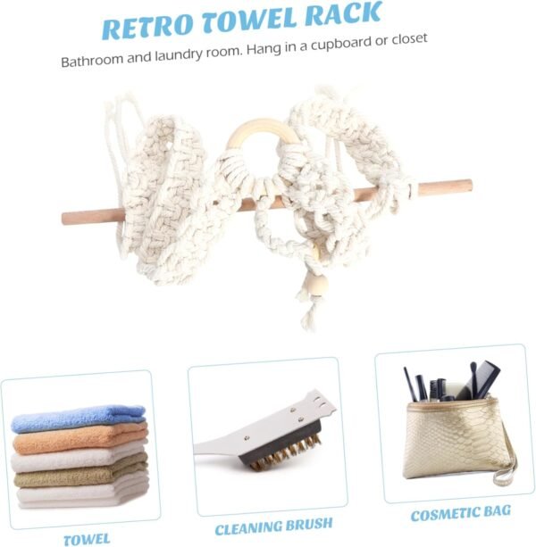 1pc Towel - Mounted Paper -Mounted Paper Rack Decorative Paper Rack Hanging Paper Holder Wall- Mounted - Mounted Paper Rack Macrame Toilet Paper Rack Beige Cotton Rope - Image 2