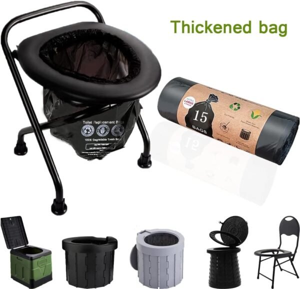 Portable Toilet Bags, 30 Count 8 Gallon Thickened Compostable Trash Bags, 5 Gallon Bucket Liner, 30 Liter Camping Toilet Bags for Car Travel Outdoors, Long Trips, Boating.Emergency Toilet Bag for Car - Image 2