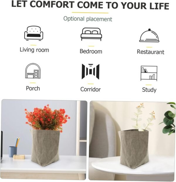 Kraft Paper Flowerpot Potato Bread Plant Paper Bag Storage Bag Large Tote Vegetable Pouch Nut Earth Reusable Food Bag Household Storage Pouch Kraft Paper Fruits Grocery Bag Grey Parliky - Image 4
