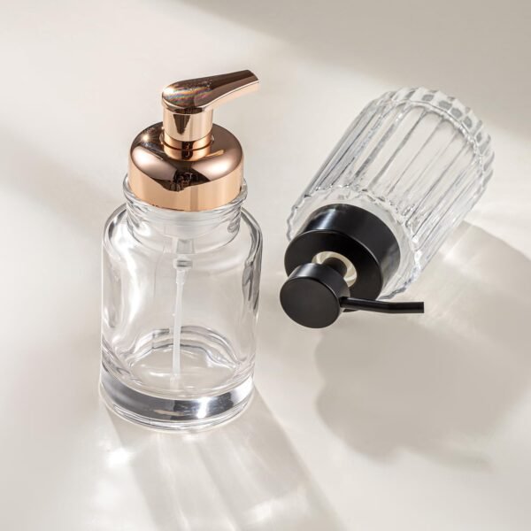 Easy Tang Glass Foaming Soap Dispenser with Black Pump, 12 OZ Vintage-Inspired Modern Glass Refillable Bottle for Bathroom Vanity Countertop and Kitchen - Image 8