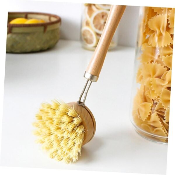 2pcs Wooden Handle Cleaning Brush Bowl Cleaning Brushes for Household Use Handle Pot Household Cleaning Natural Dish Scrubber Handled Dish Brush Pan Scrubber Beech - Image 6