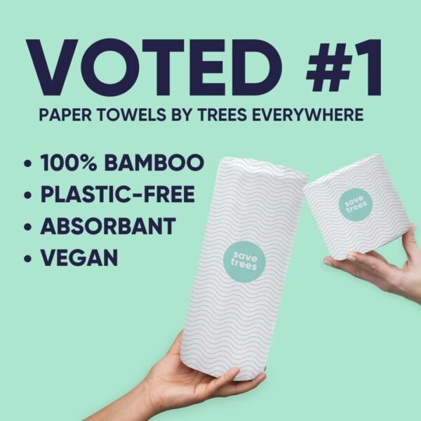 Bamboo Paper Towels 12pk - 1800 Sheets Unbleached Paper Towels Rolls Ultra Absorbent & Durable Eco-Friendly Paper Towels -FSC-Certified, Chlorine-Free Recycled Paper Towels - Image 6