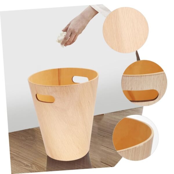 Small Trash Can with Lid Garbage Can with Lid Kitchen Wooden Bedroom Bin Compost Bins for Kitchen - Image 6