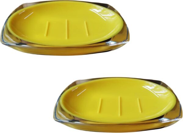 Soap Dishes 2PCS, Premium Soap Holder, Soap Saver Lightweight Portable Easy Cleaning Soap Box for Bathroom Shower Kitchen Washing Room Toilet,Soap Accessory Rack (Yellow)