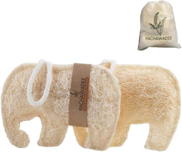 Thai Elephant Shaped Fancy Luffa,Natural Loofah Sponge Exfoliating Body Scrubber, Loofah Shower Pad, Eco-Friendly and Biodegradable,Bath and Spa for Men Women (2 Pack)