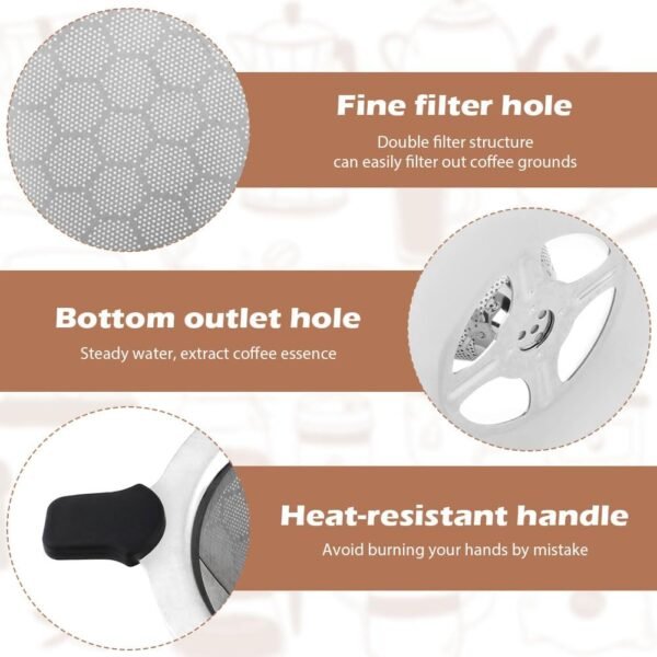 304 Stainless Steel Pour Over Coffee Dripper/Maker - Upgrade Honeycomb Mesh, Extraction Quickly without Losing Flavor, Easy to Clean, Paperless Reusable Coffee Filter, Non-slip Stand - Includes Brush - Image 4