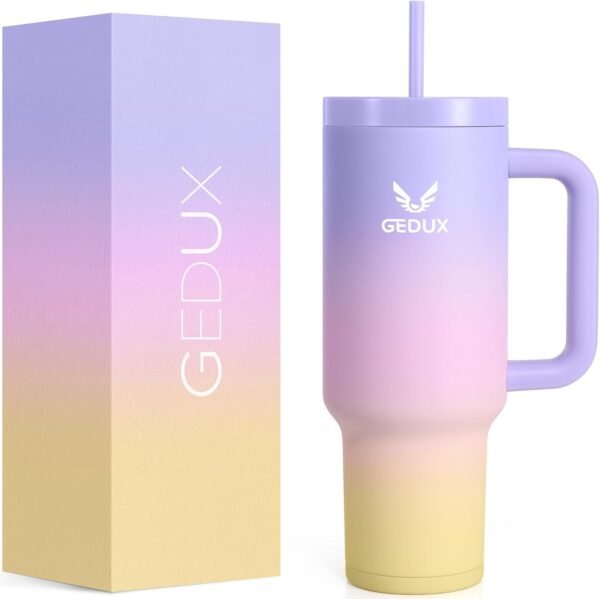 40oz Tumbler With Handle, 2-IN-1 Leak Proof Lid (Straw/Flip), Insulated Water Bottle, Stainless Steel Tumbler with Non-Slip Silicone, Wide Mouth Travel Mug Cupholder Friendly Dishwasher Safe