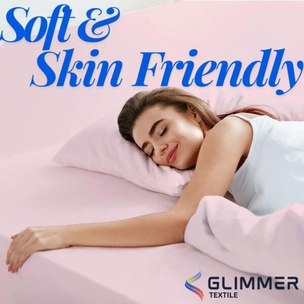 1PC Fitted Sheet| Organic Cotton| 1000 TC| | Twin Size (39"X75") with 24" INCH DEEP Pocket| Skin Friendly|Comfy & Very Soft| Wrinkle Free| Peach - Image 2