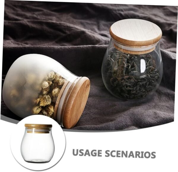 1pc Glass Tea Tea Coffee Sugar Canisters Spice Jars Overnight Oats Jar Pantry Storage Containers Food Storage Containers Glad Clear Container Cup Air Rice Dispenser Lid White - Image 5
