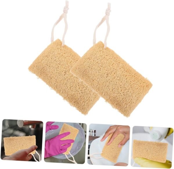 2pcs Loofah Dish Brush Sponges Dish Loofah Sponge Kitchenware Cleaner Cleaning Loofahs Loofah Dishwashing Loofahs Home Loofah Sponge Brush Loofah Scrubbers Natural Loofah Sponge Didiseaon - Image 4