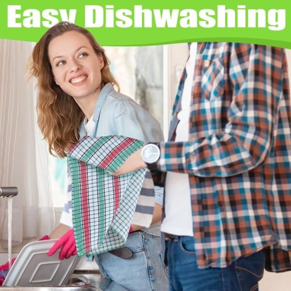 4PCS Large Kitchen Dish Towels, 17 Inch x 27 Inch Absorbent Cotton Kitchen Towels Bulk, Colorful Tea Towels for Washing Drying Dishes, Household Hand Towels - Image 2