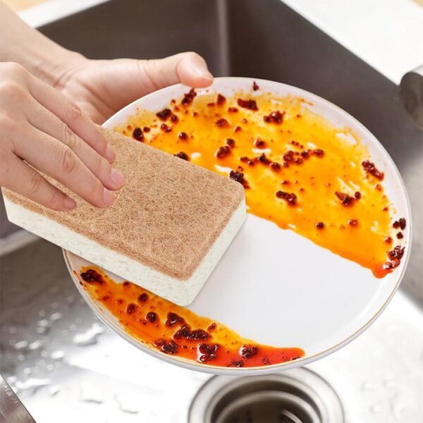 12pcs Natural Sponges for Dishes, Biodegradable Compostable Cellulose and Coconut Scrubber Sponge, Non-Scratch Reusable Cleaning Sponge for Removing Dirt and Oil in The Kitchen(Brown+White) - Image 6