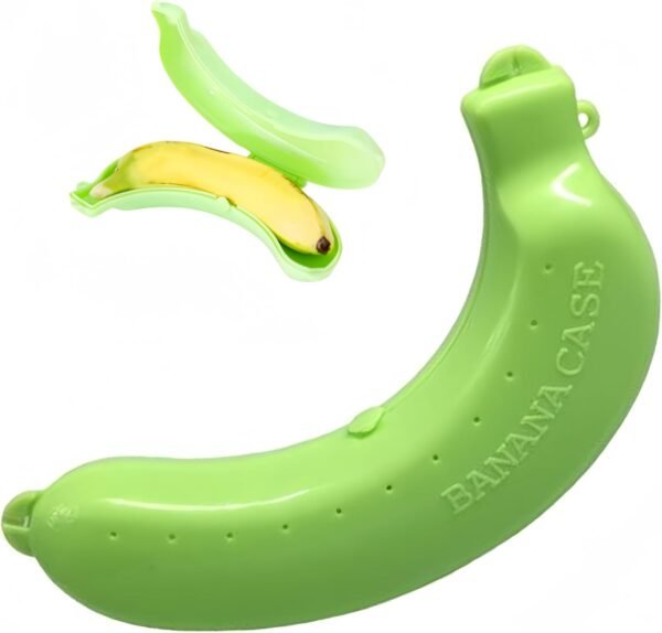 2Pcs Banana Case,Banana Holder for Lunch Boxes with Ventilation Holes,Reusable Banana Case Protectors Banana Storage Container to Keep Bananas Fresh(Green)