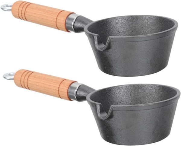 SECFOU 2pcs Small Grinders Milk Pan Induction Hob Large Double Boiler Pots and Pans Restaurant Thermal Soup Pot Boilers Big Pot Extra Large Size Pot Cookware Slow Cooker Wooden - Image 6