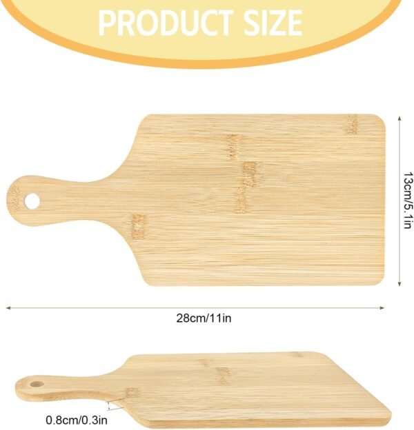 50 PCS Cutting Board Bulk Wood Chopping Board Laser Engraving Serving Board with Handle Charcuterie Boards for Customized Mother's Day Housewarming Gift 11" x 5" Bamboo - Image 2