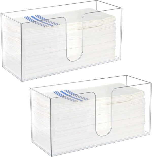 2 Pcs Acrylic Countertop Paper Towel Dispenser, Paper Napkins Dispenser, Folded Paper Towel Dispenser, Suitable for Z-fold, C-fold or MultiFold Trifold Paper Towels for Bathroom Toilet and Kitchen