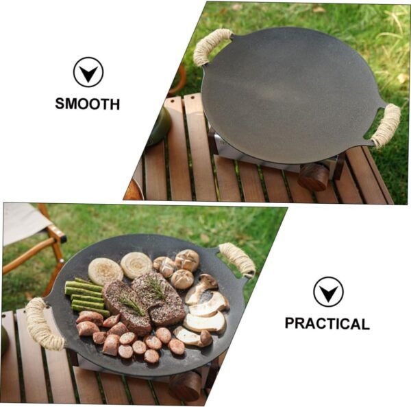 Nonstick Pizza Pan Griddle Pans Steak Pan Stove Frying Outdoor Barbecue Cooking Grill Pan Grills Roasting Pan Baking Dish Camping Cookware Roaster Pan Pizza Cooker Dark Grey Iron - Image 7