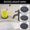 Water Absorbent Diatomite Coasters Set of 4 Water Absorbing Stone Tray for Sink Diatomaceous Earth Stone Drying Tray with Feets Quick Stone Drying Mat for Kitchen Counter, Dark Grey - Image 3