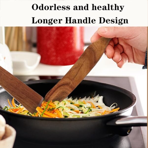 4PCS Wooden Spatula Set, Wooden Spurtle Set for Cooking, Stirring, Mixing, Serving, non Stick Kitchen Utensils Set for Egg Flipping Spatula, Scraping & Turning - Image 3