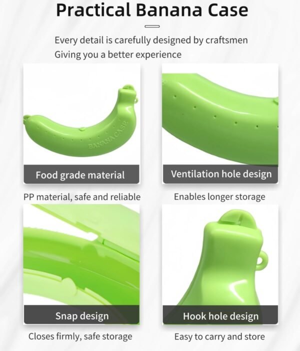 2Pcs Banana Case,Banana Holder for Lunch Boxes with Ventilation Holes,Reusable Banana Case Protectors Banana Storage Container to Keep Bananas Fresh(Green) - Image 4