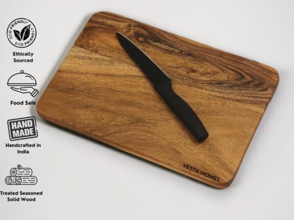 Wooden Cutting Board for Kitchen/Chopping, Serving Board, Platter for Vegetables, Fruits, Cheese and Charcuterie | Natural Acacia Wood |15 * 10 Inches | Handcrafted in India - Image 5